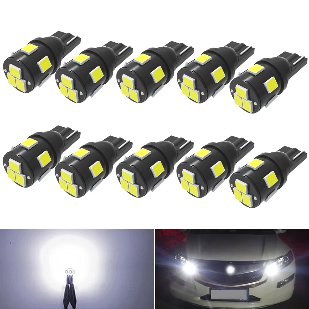 10pcs W5W T10 Led Parking Bulb 168 5W5 2821 2825 Auto Wedge For Jeep Renegade Wrangler JK Grand Cherokee Compass Patriot Liberty