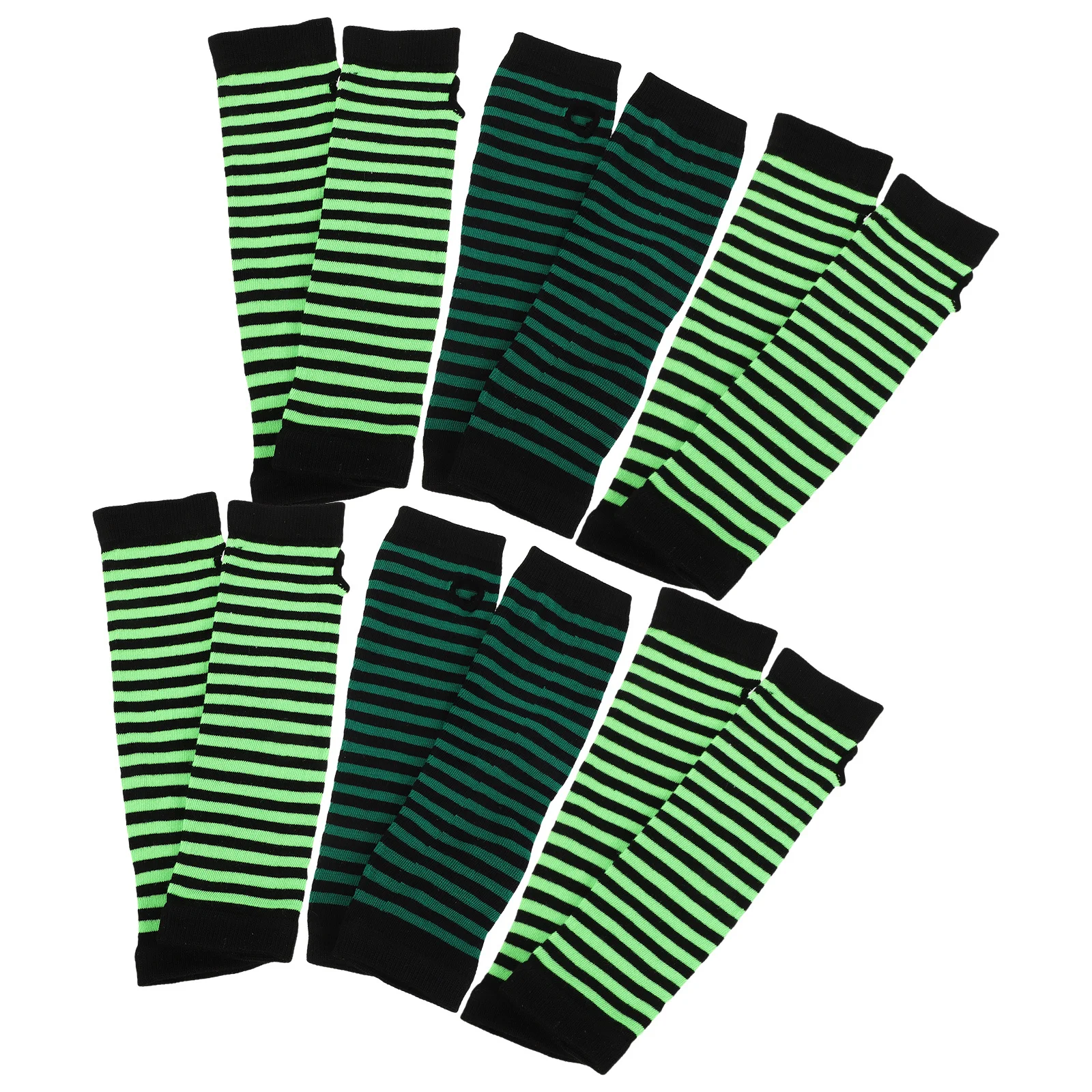 6 قطعة قفازات طويلة مخططة بدون أصابع للنساء لتدفئة الذراع المحبوكة نصف إصبع أخضر للهواتف الذكية تستخدم السيدات القيادة في الهواء الطلق