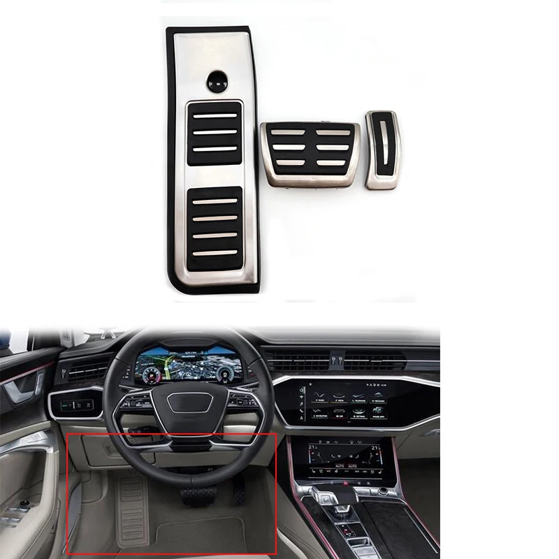 Car Fuel Brake Foot Rest AT Pedals Plate Accelerator Brake Pedal Pads Stickers For- A6 C8 Type 4K Ab 2019 2020