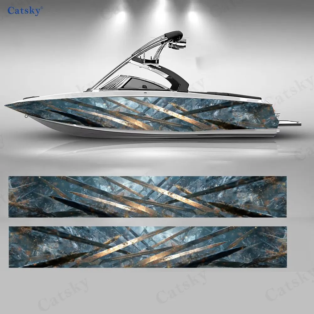 

Iron Bar Boat Stickers, PVC Waterproof Durable Vinyl Wrap Decals for Fishing Boats, Durable and Stylish Design