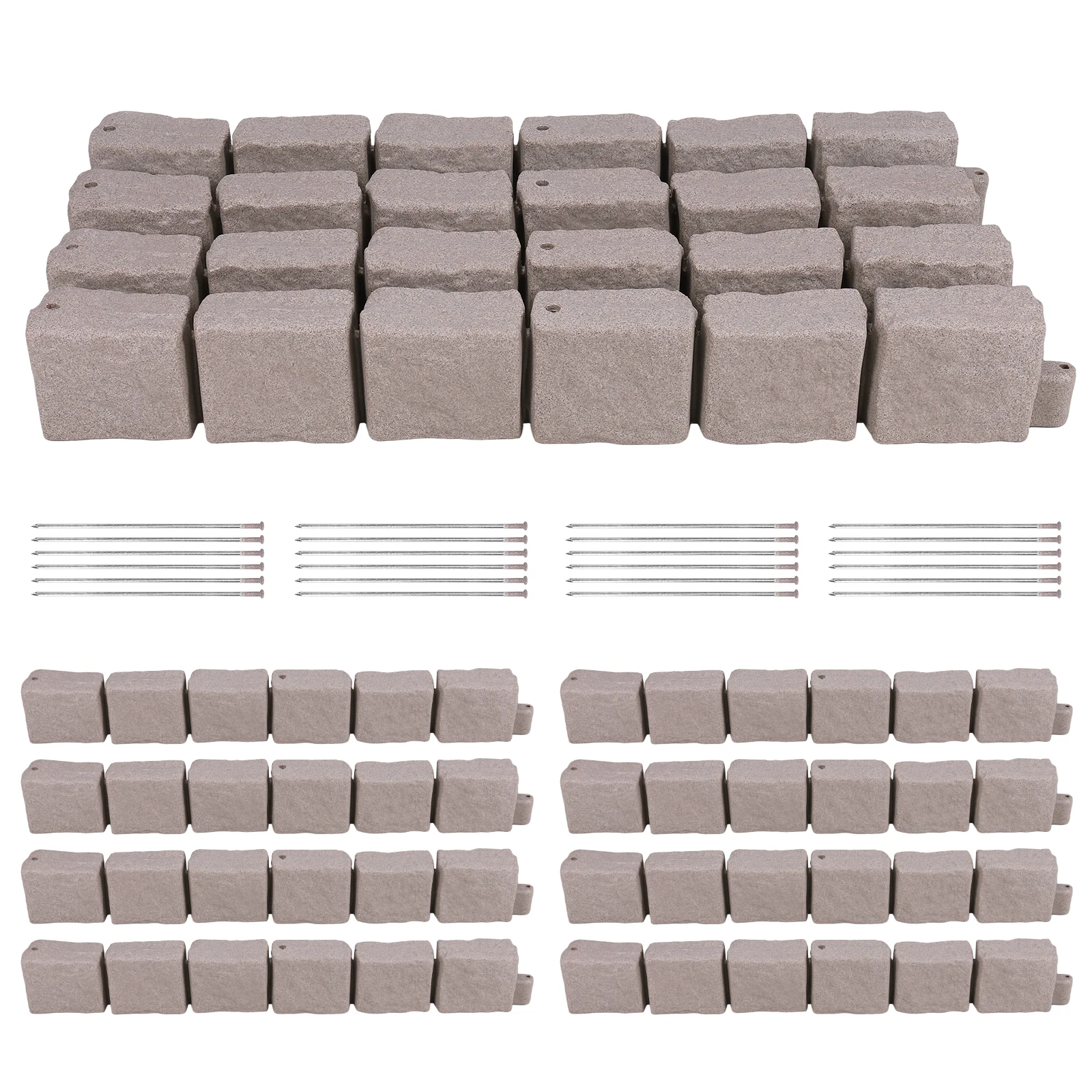 

Пластиковая декоративная бордюрная лента для сада под камень с 24 шипами (12 шт.) для клумб, деревьев и дорожек