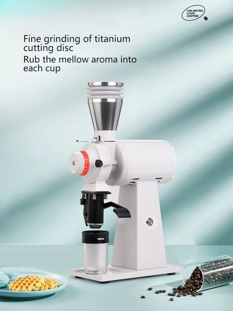 

Кофе G190F Профессиональная кофемолка 90 мм Титановая плоская кофемолка с жерновами Коммерческая кофемолка 600 Вт 19 шагов Регулировка 1450 об/мин Мельница