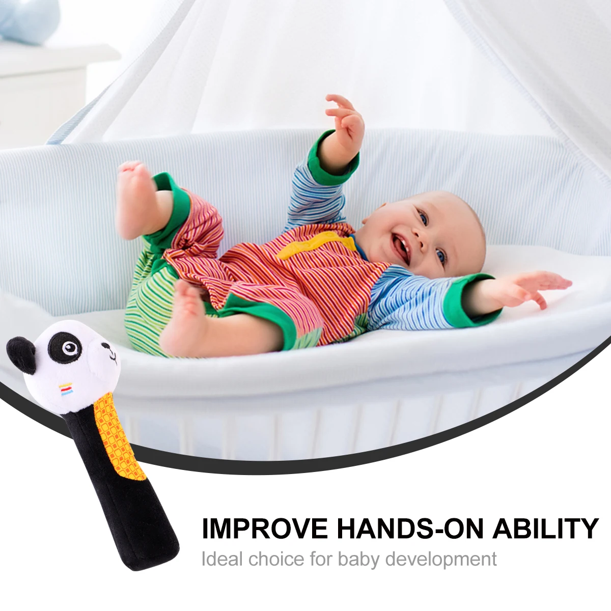 1pc chocalho portátil preto mini animal de pelúcia para o bebê infantil recém-nascido desenvolvimento sensorial som macio estridente