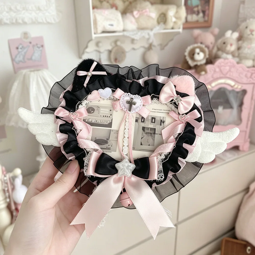 Sweet Angel Wings Badge Stand Card Holder Anime Oshi Photocard Cover Guka Protector Decoration Badge Clip Pin Kit for Ita Bag
