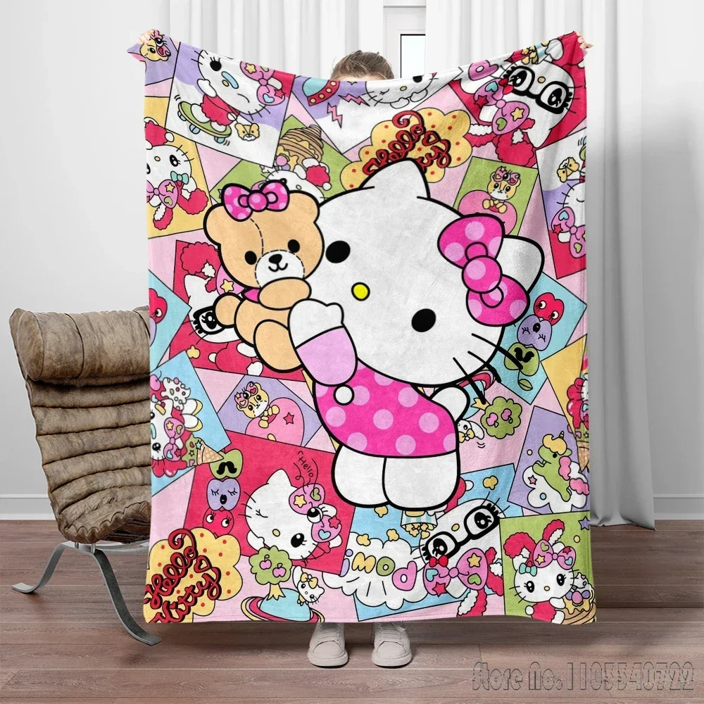 

Hello Kitty Blanket 3D Printed Home Cute Kids Blanket Throw for Bed Sofa Decor Fleece Nap Blankets Boys Girls Children Gift