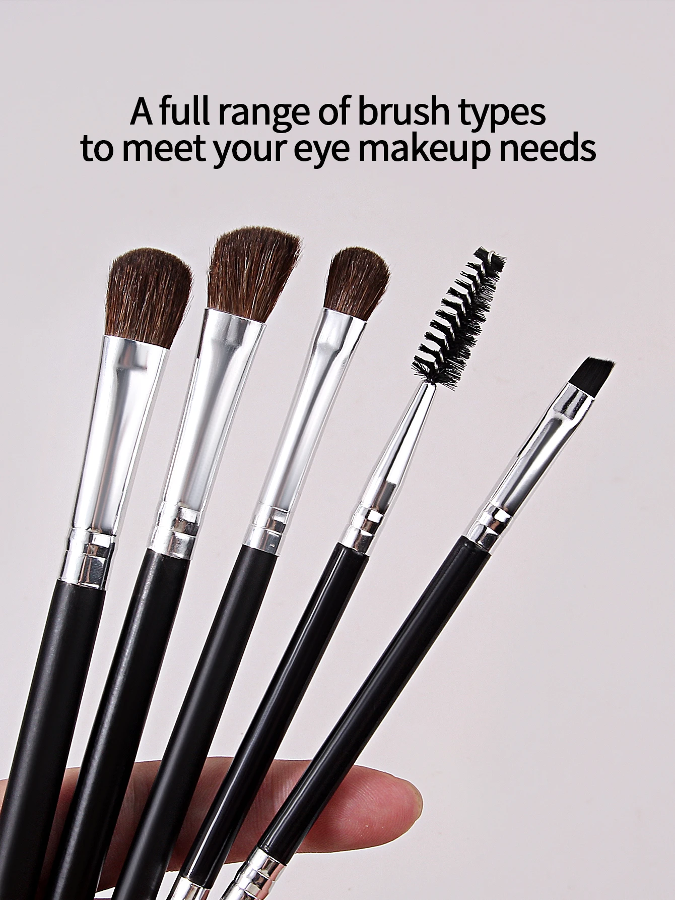 مجموعة فرش مكياج للعين ذات شعيرات ناعمة مكونة من 5 قطع، فرشاة ظلال عيون احترافية، فرشاة حواجب برأسين، فرشاة رموش، محمولة