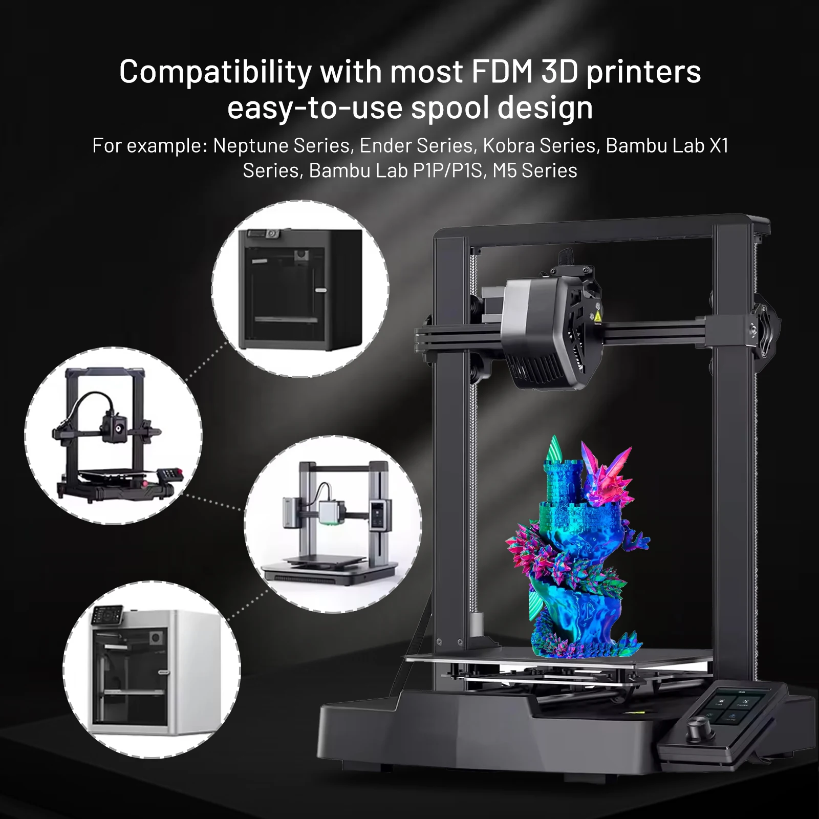 Silk PLA 1.75mm, 3D Printer Filament Bundle, 4 Rolls Mix 1kg Total, 250g per Spool, Dimensional Accuracy +/- 0.02mm for Bambulab