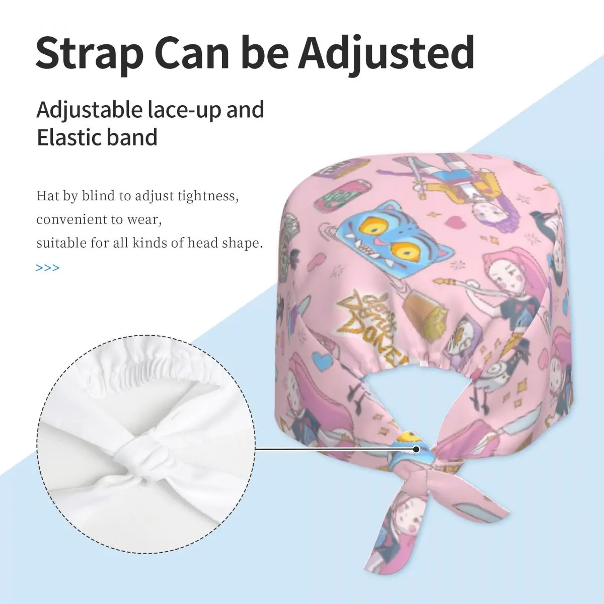 Chapeaux d'infirmière KPop Demon Hunters, casquettes de gommage, casquette médicale Kawaii réglable pour hommes et femmes, casquettes de travail pour cheveux longs