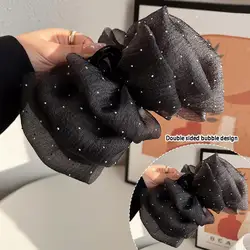 Summer Sweet Mesh Tulle Big Bow Hair Claw Clips For Women Solid Colours Elegant Bowknot Ponytail Clip New Headdress Accesso Q4C5