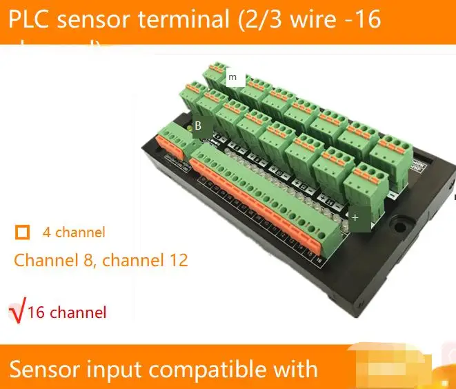 

PLC Sensor Terminal Block 16-channel 2-wire 3-wire NPN/PNP Input IO Photoelectric Proximity Switch Spring Wiring