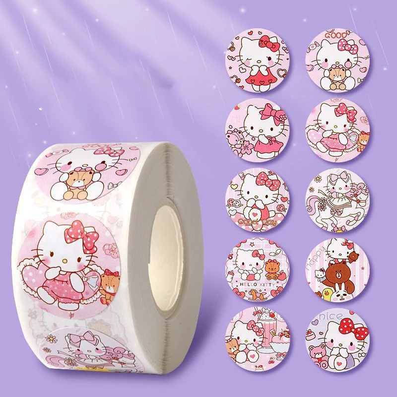 Sanrio 500Pcs Hello Kitty Cartoon Sticker Kawaii Cartoon Kuromi My Melody Children\'S Diary Bonus Gift Closure Diary Booklet Gift