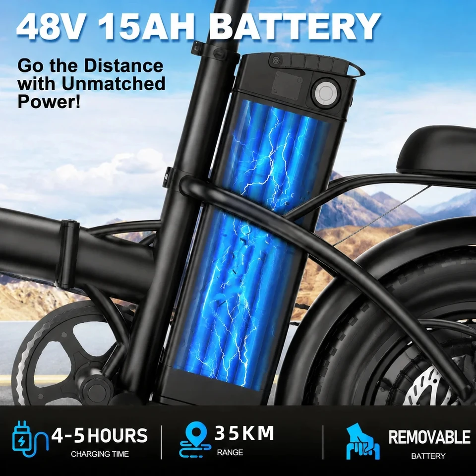 Foldable Electric Bike for Adults 14 Inch 500W Motor 48V 15Ah Battery 60KM Max Range Dual Disc Brake City Commuting E-Bike with Front Basket image 6