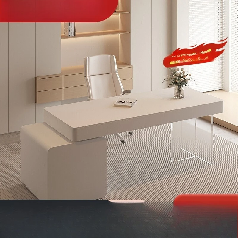 

Cream wind desk Minimalist household boss writing desk Beauty salon Medical beauty consultation table with drawer Computer desk