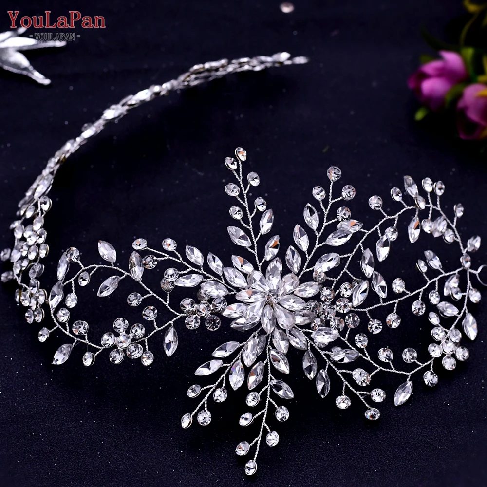 Youlapan Bridal Shiny Rhinestone Headband Luxury Bride Hair Ornaments Women Party Headwear Wedding Banquet Hair Band HP242