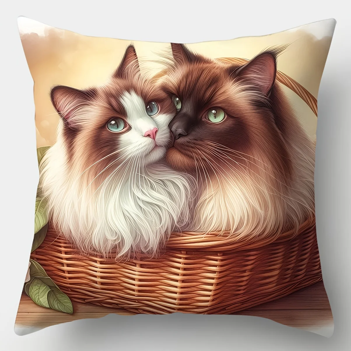 4-Pack Valentine's Day Cat Pillow Covers, Romantic Single-Sided Print Decorative Cushion Cases for Sofa and Holiday Decor