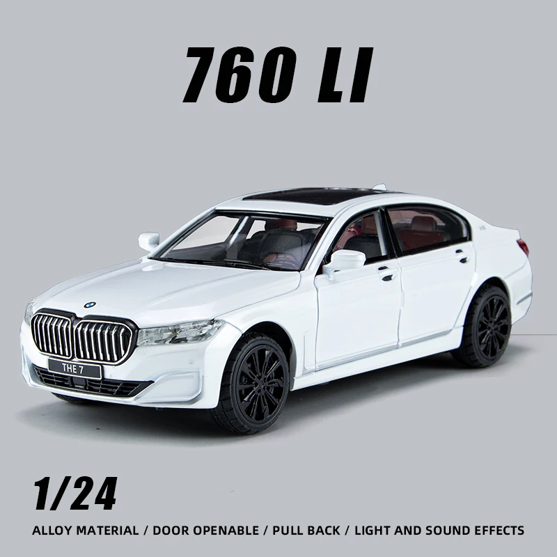 

New 1:24 760 LI Alloy Car Model Diecast Metal Vehicle Sound Light Autos High Simulation Kid Gift Toys Collect Hobbies Ornament