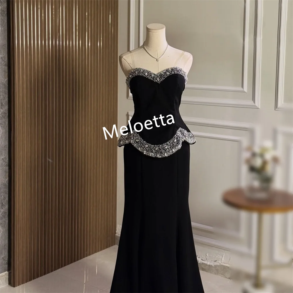 맞춤형 고급 이브닝 드레스 기품 있는 인어형 블랙 롱 드레스 맞춤형 행사 우아한 파티 글리터
