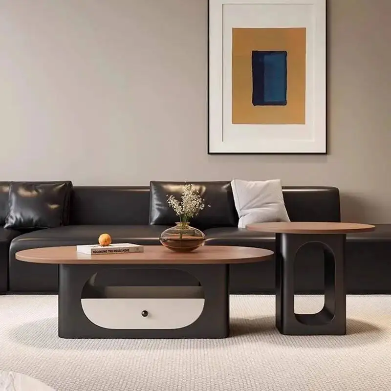 

Simple Lazy Coffee Table With Drawers Center Vintage Trendy Oval Coffee Table Mid Century Design Unique Meubles Room Furniture