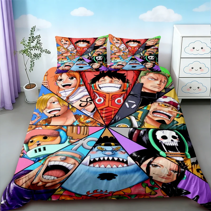 Boys Teens Duvet Cover Set Luffy One Piece Cartoon Bedding Set Luffy Breathable Comforter Cover for Bedroom Decor view 3