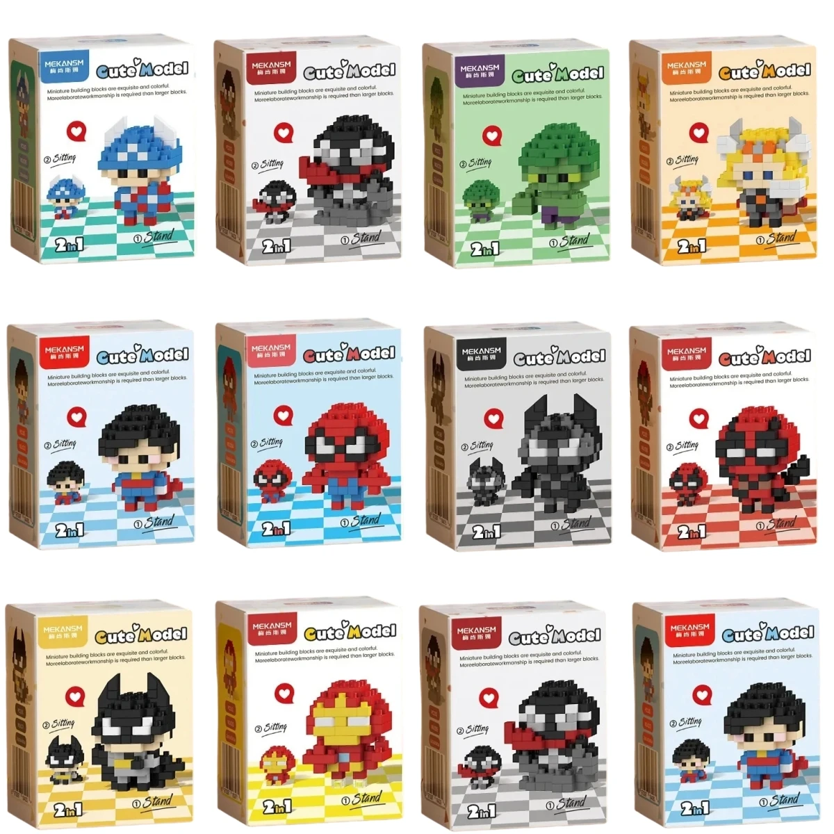 Marvel Superhero Spider-Man Micro-sized particle building blocks The Hulk Superman Batman Deadpool Brick toys Souvenir Gift