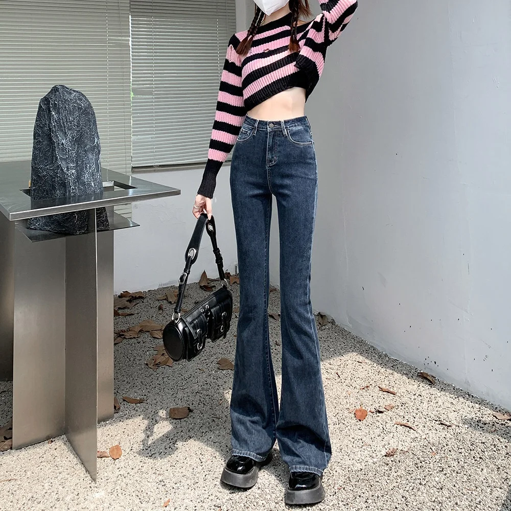 

Джинсы Bootcut женские с низкой талией женские в горошек микроэластичные для свиданий киберпанк девушка стирка пуговицы праздничный бант спереди подол узкие Ins