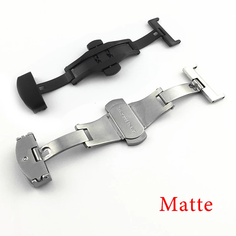 Metal Clasp for Seiko Polishing Matte Stainless Steel Butterfly Buckle 18mm 20mm 22mm 24mm Leather Watch Band Strap Accessories