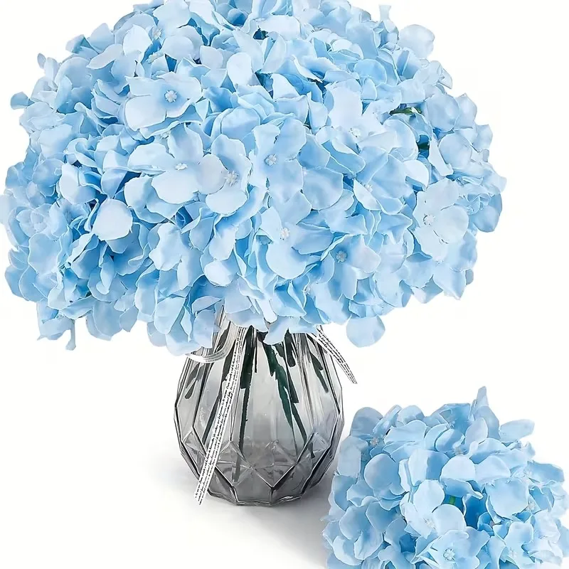 

52pcs Sky Blue Artificial Hydrangea Flowers with Realistic Blooms - Plastic Multicolor (Sky Blue,,) Hydrangeas for DIY Wedding,