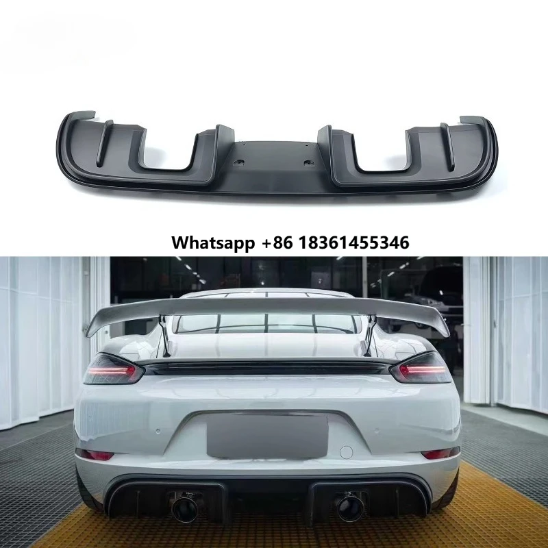 

718 Boxster Cayman Upgrade Bilateral Single Rear Diffuser 982 Rear Bumper Lip Body Kit ABS Material