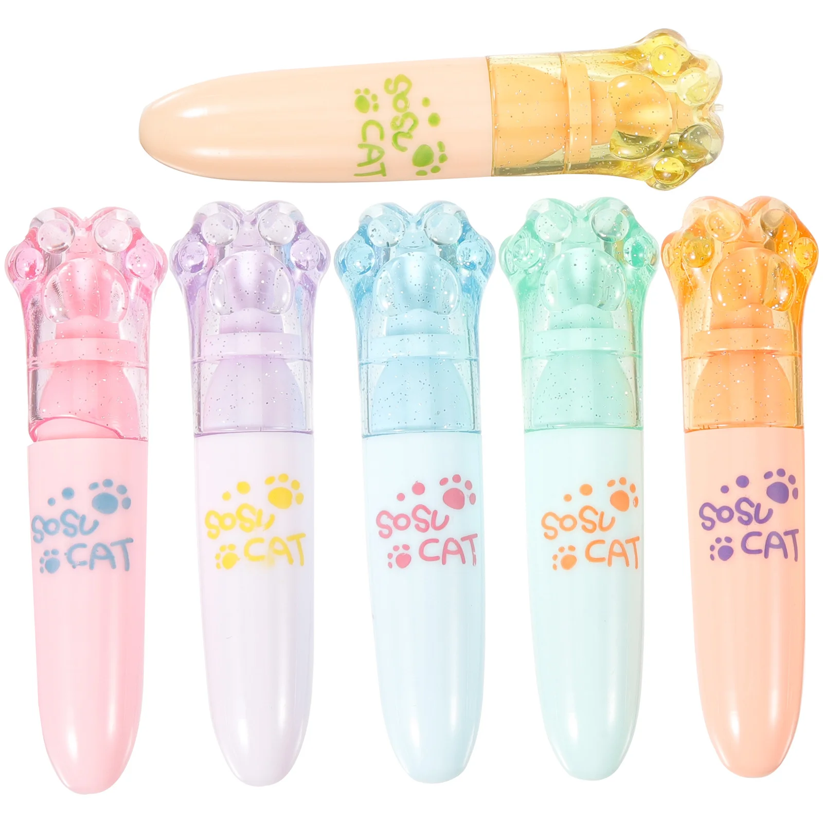 

6pcs Cartoon Highlighter Pens Compact Student Marking Pen School Supply Colorful Water-Based Ink Long-Lasting Portable