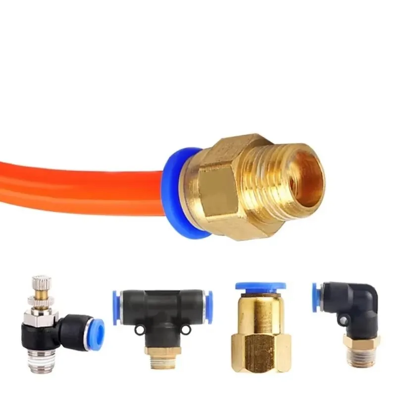 Pneumatic Air Connector Fitting PC PCF/PL/PLF 4/6/8/10/12mm Thread 1/8 1/4 3/8 1/2 Hose Fittings Pipe Quick Connectors