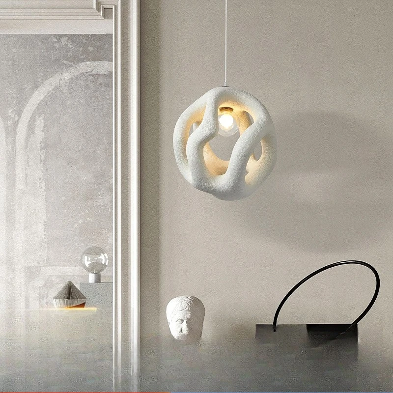 Wabi Sabi Retro Pendant Light Resin Kitcen Living Room Coffee Shop Hollow Out Indoor Art Decor LED Hanging Chandelier Luminaires