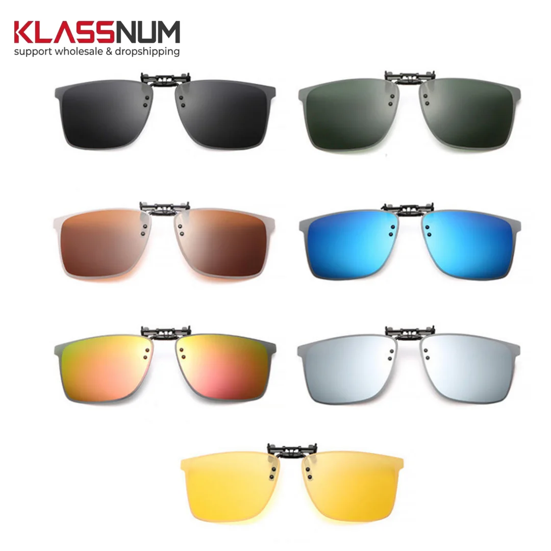 KLASSNUM Men Women Car Driver Goggles Anti-UVA UVB Polarized Sun Glasses Driving Night Vision Lens Clip On Sunglasses Shades