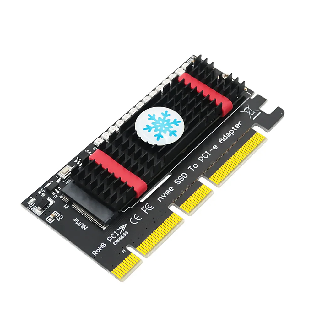 Nvme Pcie M.2 Ngff Ssd Naar Pci Express X 4X8X16 Adapter Riser Pcie Naar M2 Toevoegen Aan Kaarten Zwart Heatsink Tent Led Voor Chia Mining