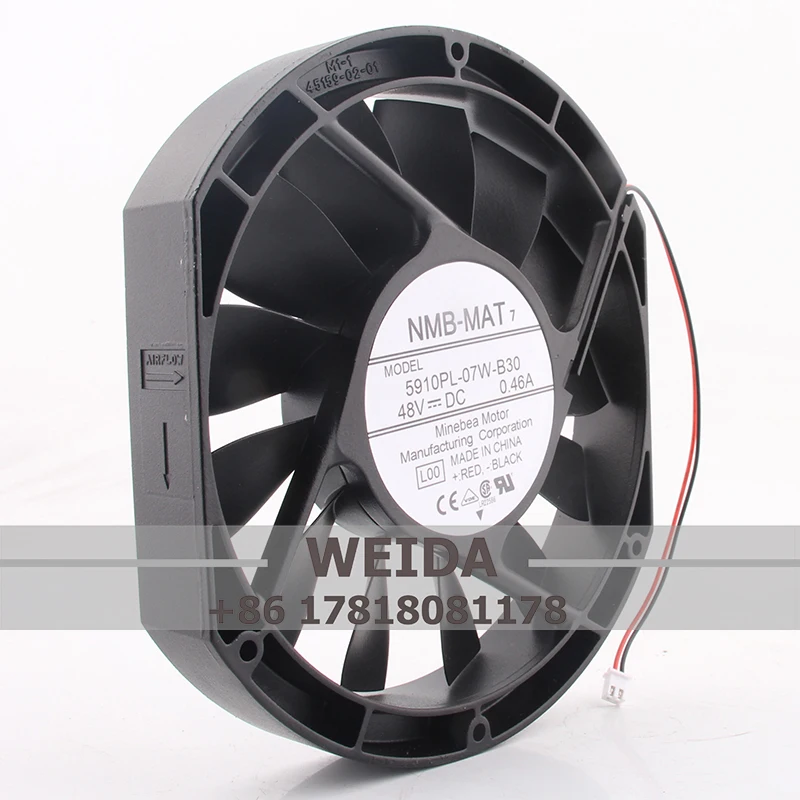 

5910PL-07W-B30 Корпусный вентилятор для NMB-MAT DC48V 0.46A Промышленный осевой инверторный охлаждающий вентилятор 172*172*25 мм