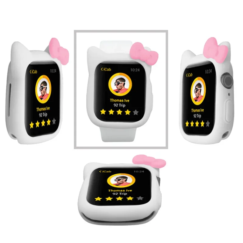 Hello Kitty Silicone Case for Apple Watch 44mm 42mm 40mm 38mm Cover Protection Shell for IWatch Series 7 6 5 4 3 2 1 Accessories