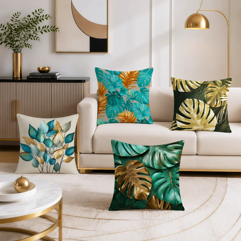 Monstera Palm Leaf Tropical Foliage Cushion Cover Abstract French Style for Living Room Sofa Home Car Club Balcony Decor hogar