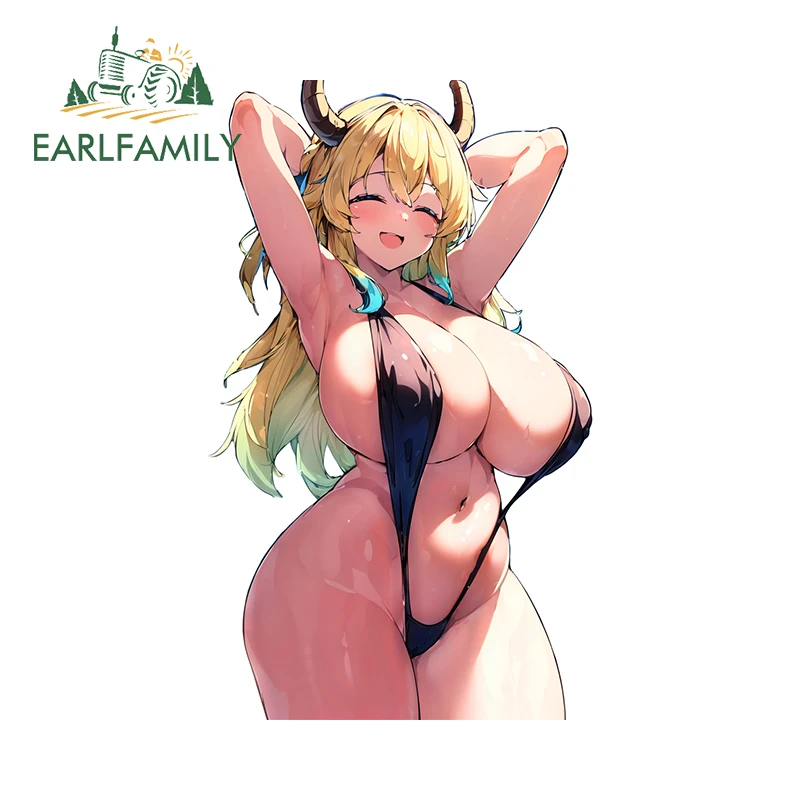 EARLFAMILY 13cm x 7.8cm Sexy Dragon Maid Car Stickers NSFW Huge Breasts Waifu Lewd Sex Booty Decal Windows Senpai Decor