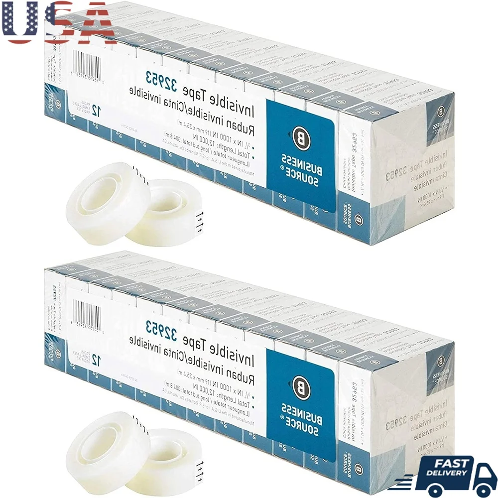 

Невидимая лента премиум-класса, упаковка из 2 прочных прозрачных клейких лент, 12 рулонов, идеальная съемная прозрачная лента для домашнего офиса