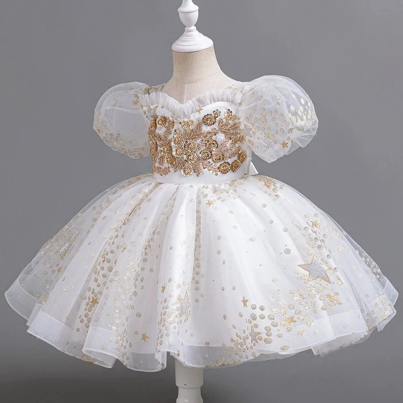 

Kids Dinner Dress White Wedding Birthday Gown Lace Tutu Princess Dress Girls Children Clothing Kids Party For Girl Clothes