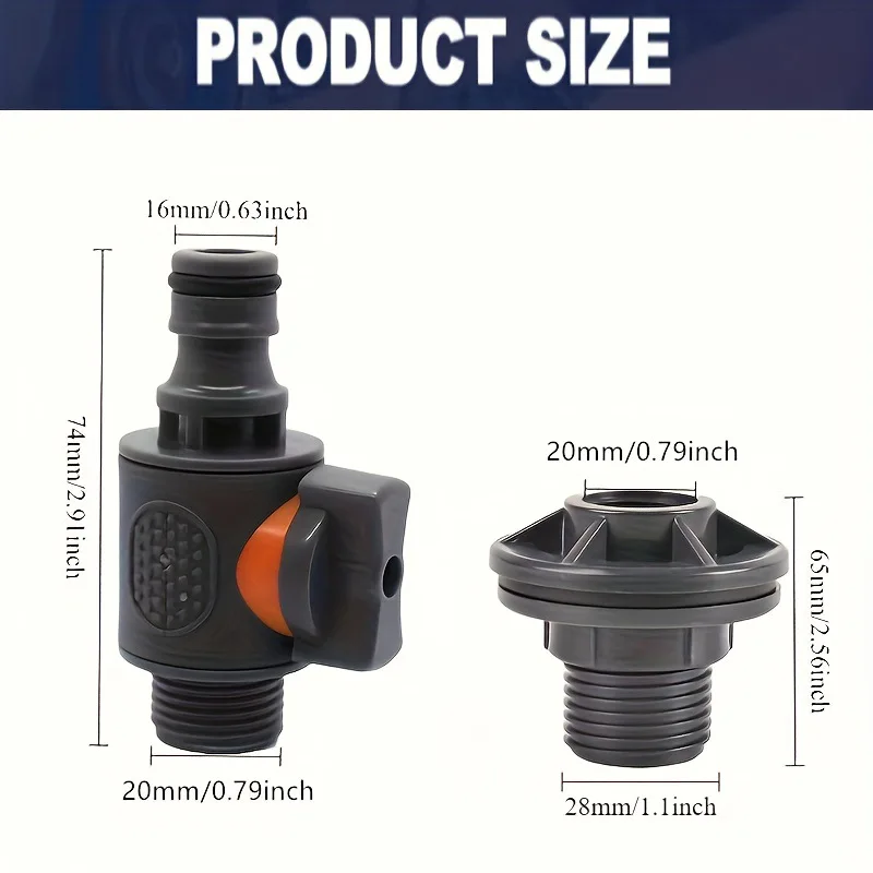 PVC IBC Water Barrel Adapter Durable Water Tank Connector with Control Valve Quick Installation Rainwater Collection Connection