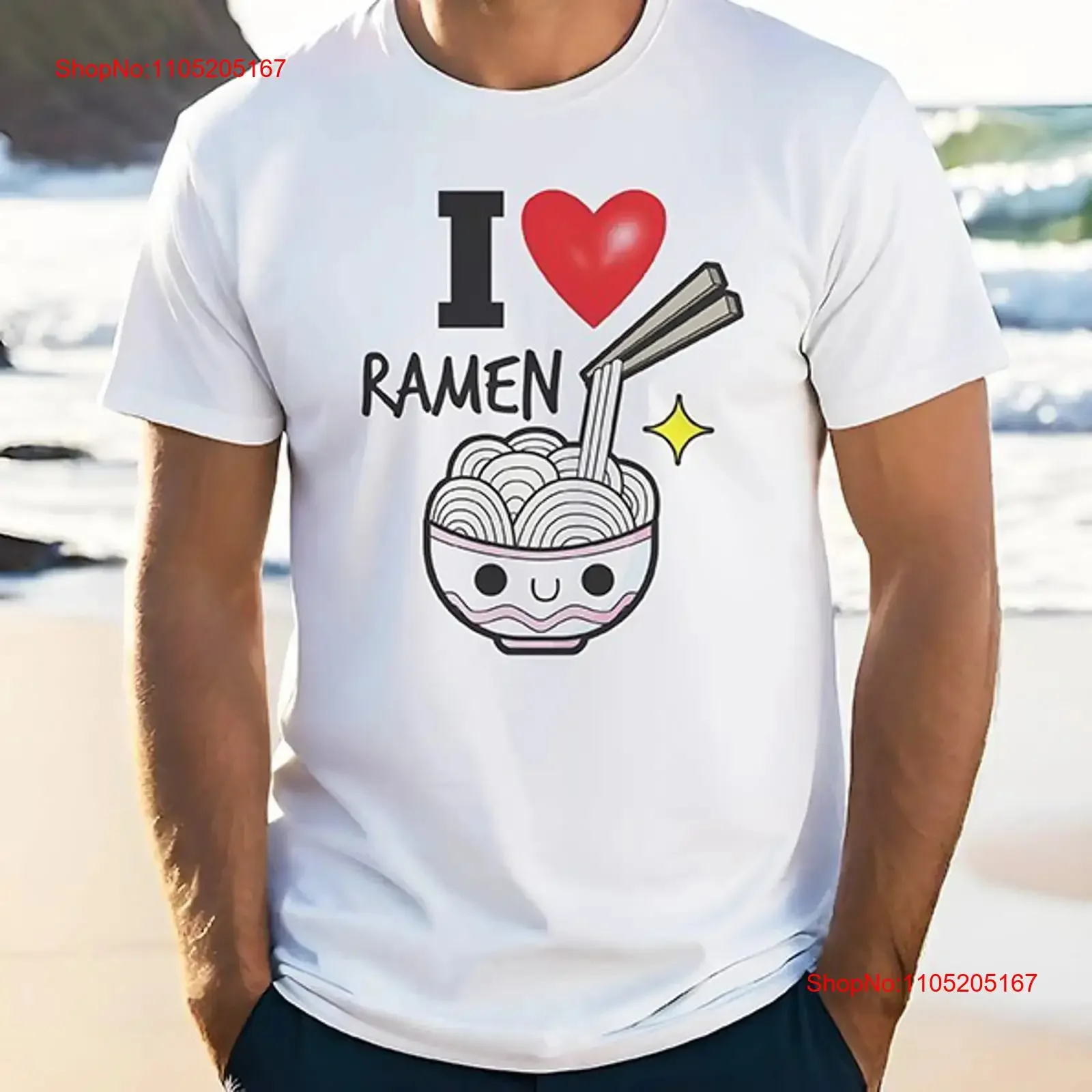 Funny T Shirt I LOVE RAMEN Noodles Japanese Language Bowl Heart Cute  vintage Washed Stylish Comfortable Unisex graphic