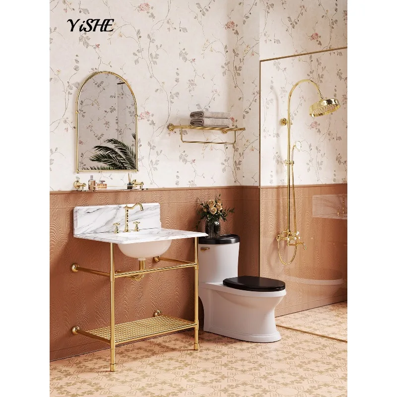 French retro bracket basin, natural marble wash basin, ceramic washbasin, bathroom washbasin.