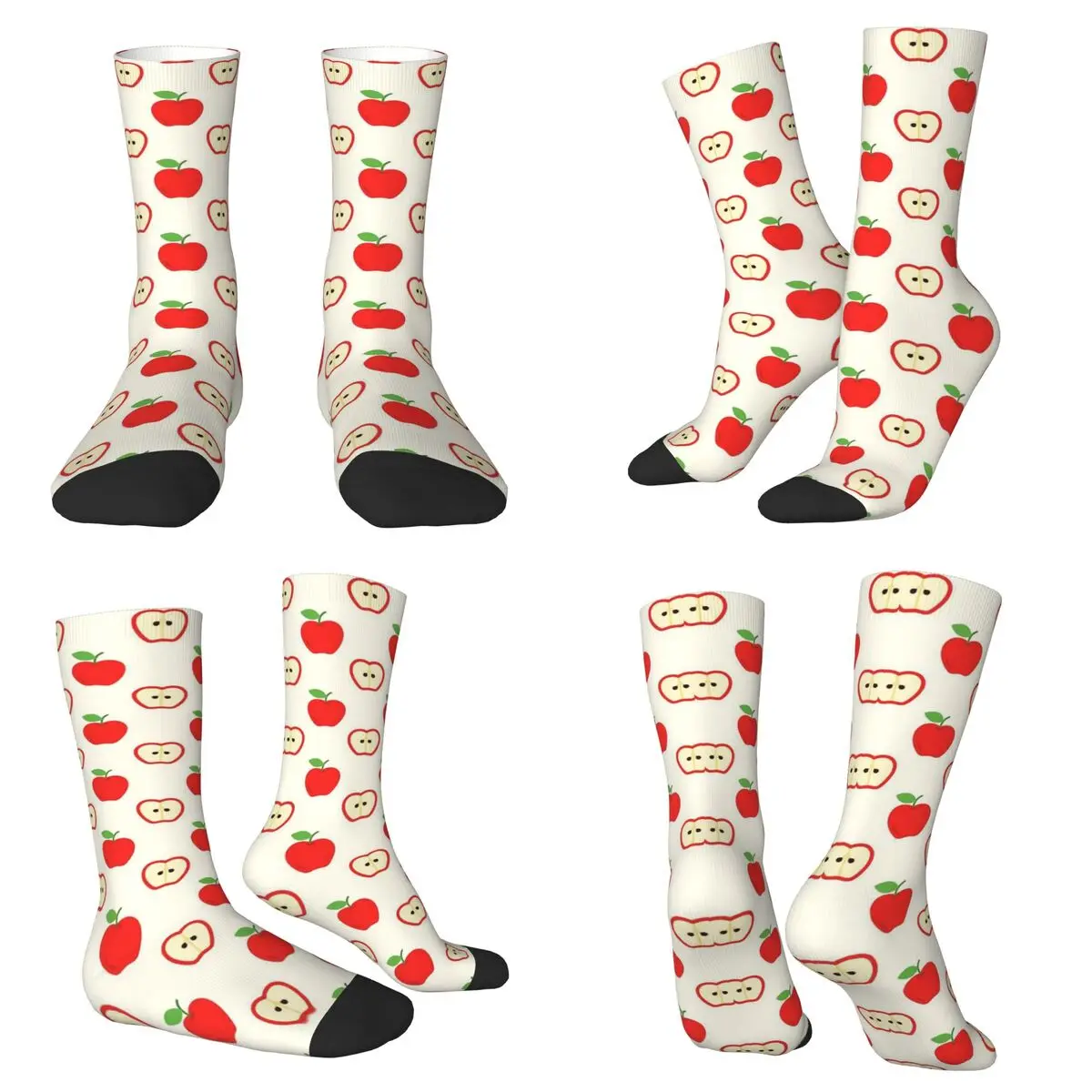 Cartoon Apple Pattern Socks Harajuku High Quality Stockings All Season Long Socks for Man Woman Valentine's Day Gifts