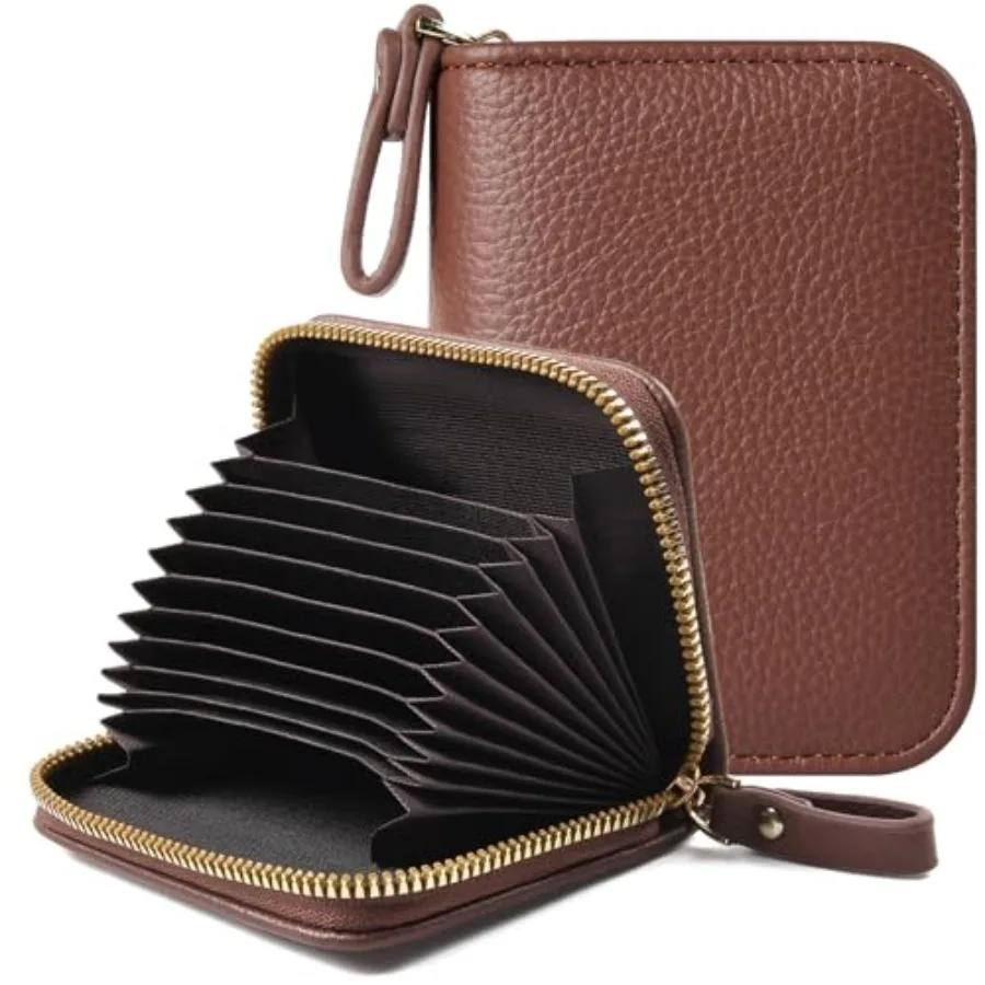 

Credit Card Holder RFID Card Case Wallet, Small Accordion Zipper Card Case Holder, Card Organizer Case for Women Men