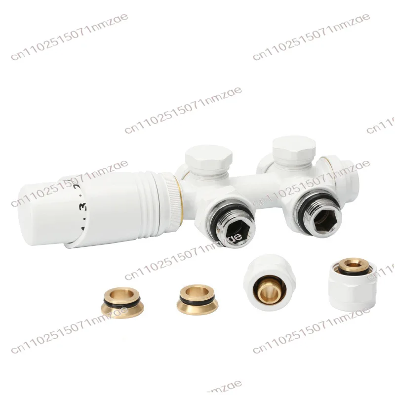Brass Thermostatic Radiator Valve, White Thermostatic Head Valve, Temperature Return Integrated Valve, Durable HVAC Accessories
