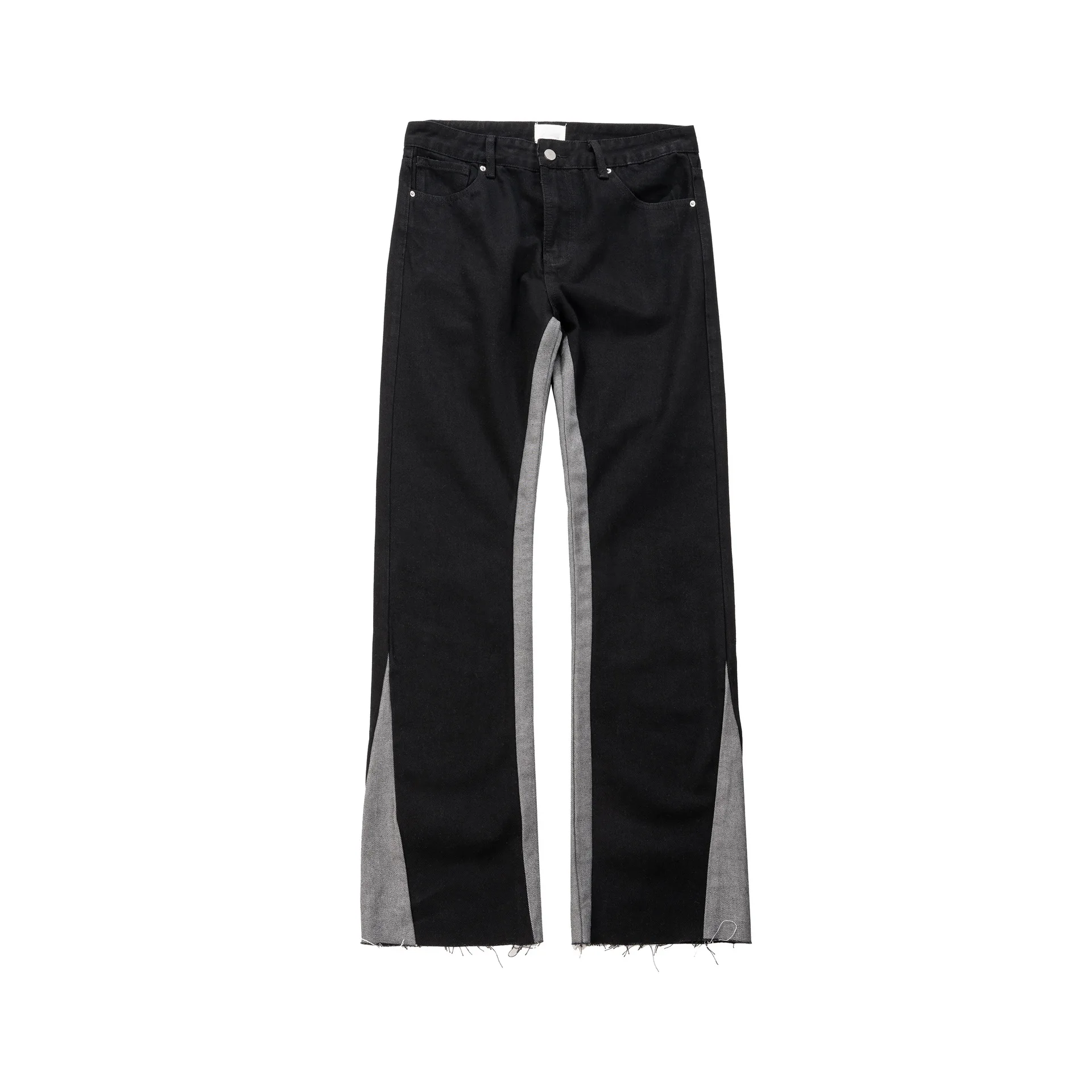 Vintage Fashion Men's Color-coded Spliced Casual Trendy Simple Basic Daily Denim Trousers Male Streetwear Jeans Pants Clothes