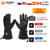 Savior Heat Battery Heated Motorcycle Gloves Goatskin Leather 3 Shift Temperature Control Waterproof Electric Heated Gloves Warm