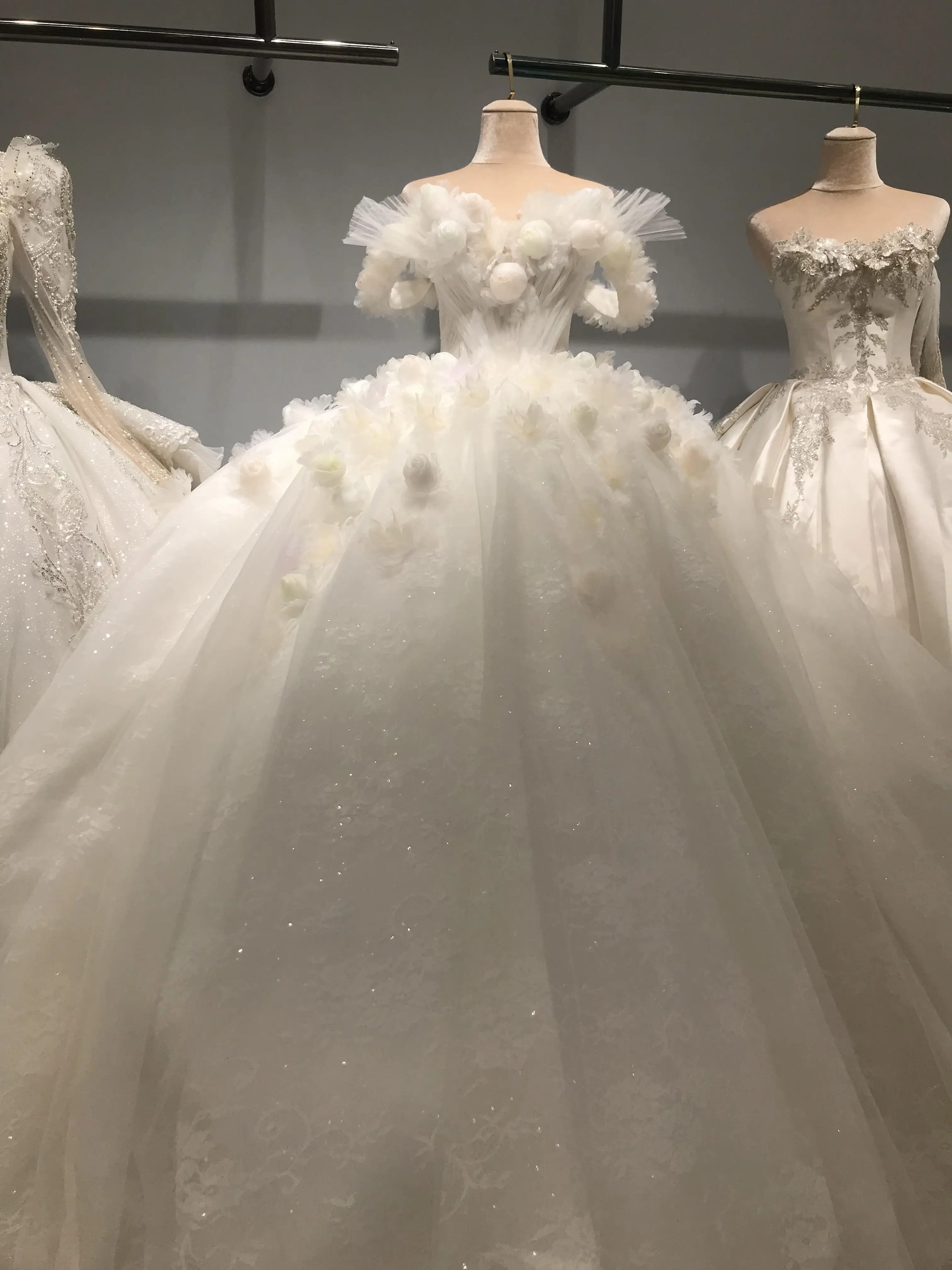 Kisswhite LTT Collection Customized 3d flowers 2026 Glitters Ball Gown Dress For Bride