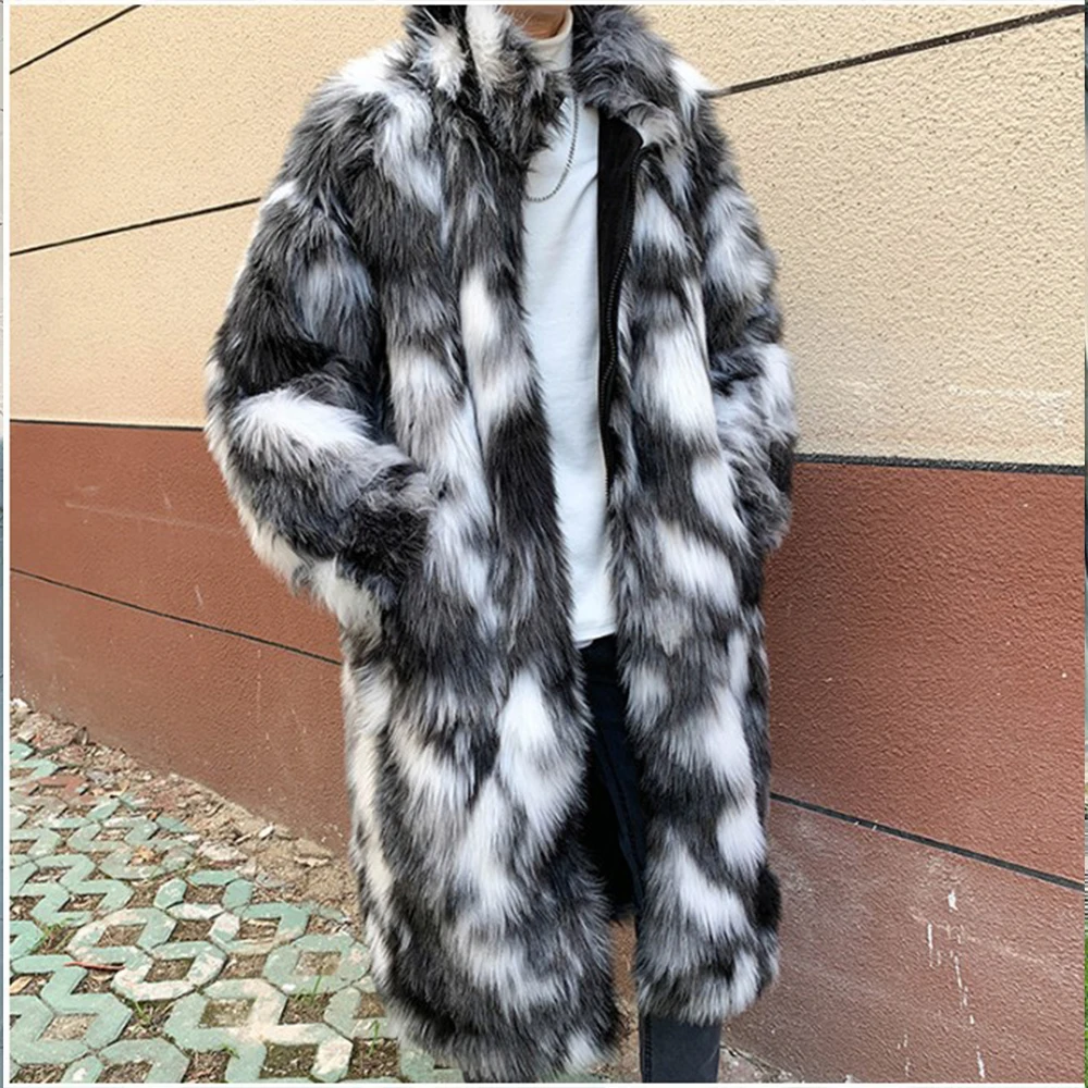 

New 2023 streetwear Couple style jacket Faux fur Long Korean Cotton Coat Men's Casual Fashion Trendy luxury men winter techwear