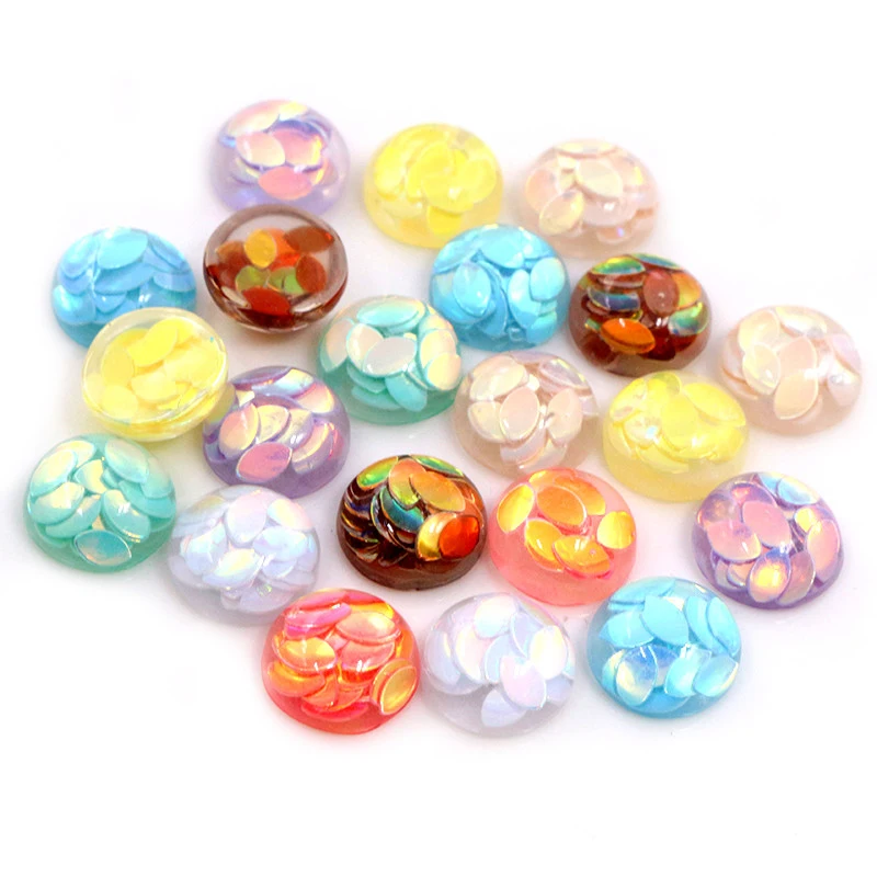 New Fashion 40pcs 12mm Mix Colors Four seasons Falling leaves Style Flat back Resin Cabochon For Bracelet Earrings accessories